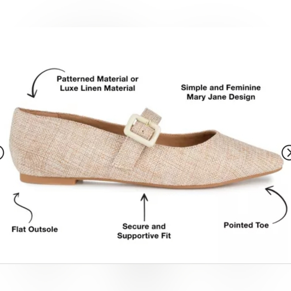Journee Collection Beige Tweed Mary Jane Flats - Picture 13 of 14